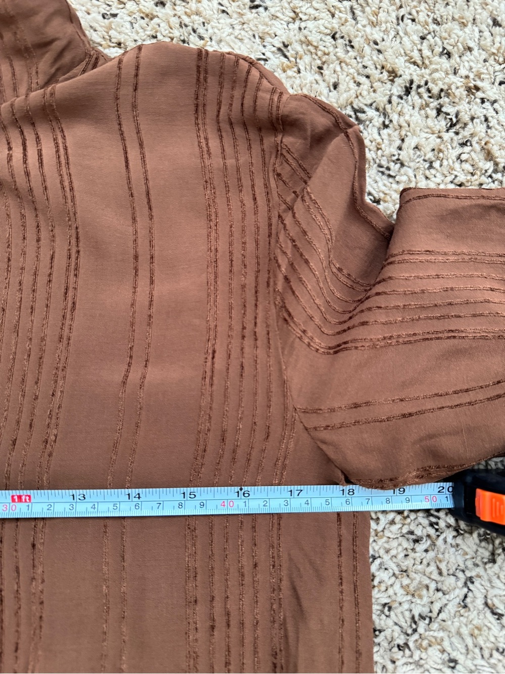 Brown Ribbed High-Neck Tunic Top - Picture 11 of 12
